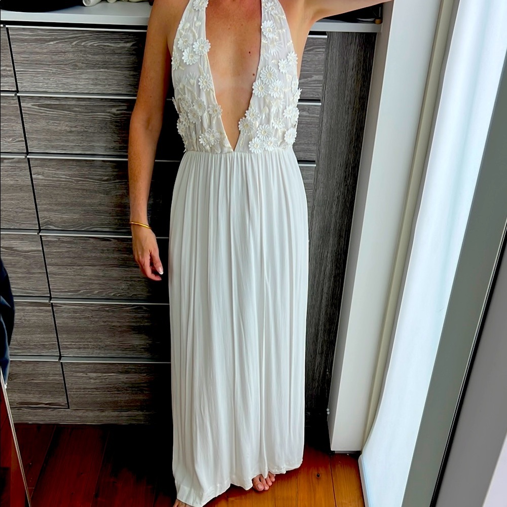 For Love and Lemons, Extra Small Isabel White Halter Maxi Dress